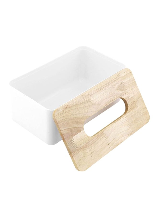 Tissue Paper Box White/Wooden  23 x13 x 10 cm -White/Beige - Image 5