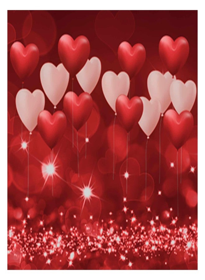 Allenjoy 7x5ft Fabric Valentine's Day Backdrop Red Hearts Balloons Love Theme Party Supplies for Engagement Wedding Bridal Shower Photography Background Studio Portrait Pictures Shoot Props Favors - Image 1