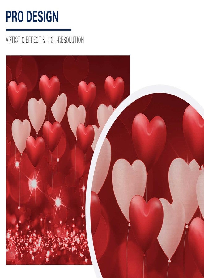 Allenjoy 7x5ft Fabric Valentine's Day Backdrop Red Hearts Balloons Love Theme Party Supplies for Engagement Wedding Bridal Shower Photography Background Studio Portrait Pictures Shoot Props Favors - Image 2