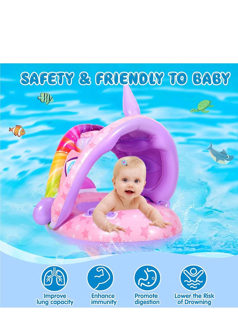 Barakah Baby Pool Float with Canopy, Unicon Inflatable Baby Swimming Float with Sunshade, Infant Baby Swim Floats for Pool, Summer Pool Toys Party Favors for Kids Toddlers Girls Boys Aged 6-36 Months - Image 4