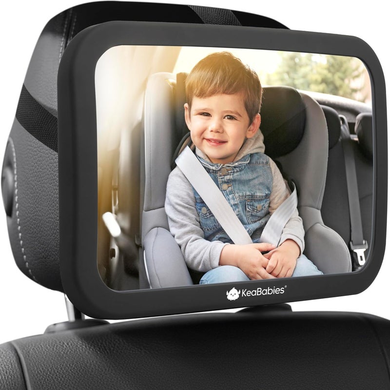 KeaBabies Baby Car Mirror - Safety Car Seat Mirror For Rear Facing Infant - Wide Shatterproof, Crystal Clear Car Baby Mirror - Carseat Mirrors - Fully Assembled Baby Car Mirror - Baby Back Rear View Mirror - Image 1