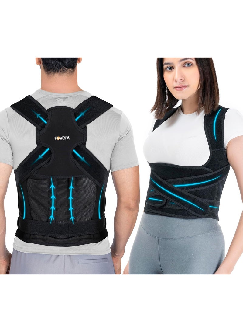FOverA Back Brace and Posture Corrector for Women and Men, Premium Neoprene Fabric - Breathable & Comfortable, Adjustable Back Brace for Upper and Lower Back Pain Relief (Universal) - Image 1
