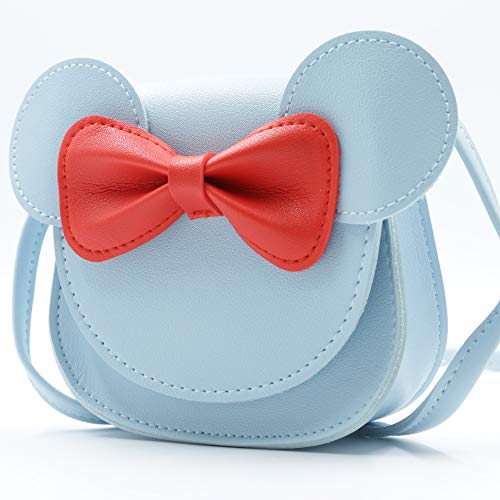HXQ Little Mouse Ear Bow Crossbody Purse,PU Shoulder Handbag for Kids Girls Toddlers(Blue) - Image 2