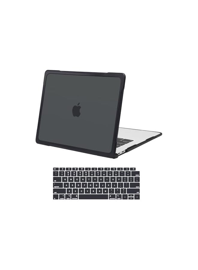 Mosiso Compatible with MacBook Air 13 inch Case 2022, 2021-2018 Release A2337 M1 A2179 A1932 Touch ID, Soft TPU Bumper Anti-Cracking & Anti-Fingerprint Plastic Hard Shell&Keyboard Cover, Black - Image 1