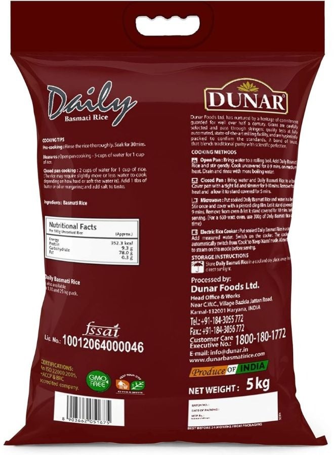 Dunar Daily Basmati Rice 5kg  - Image 2