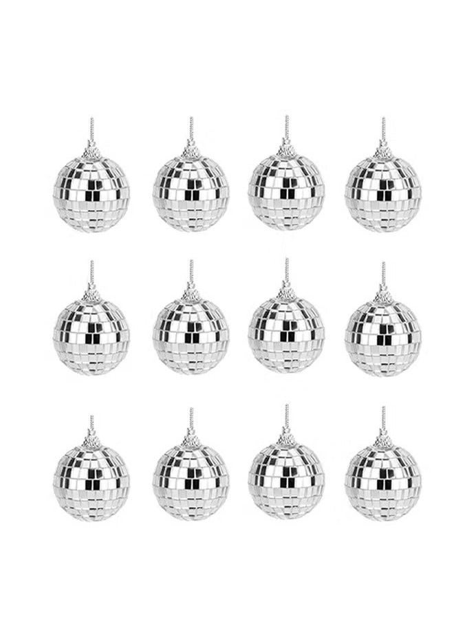 12 PCS Silver Bright Disco Ball Decor, Reflective Mirror Balls with Hanging String for Parties, Birthdays, Weddings, Family Party Decoration  - Image 1