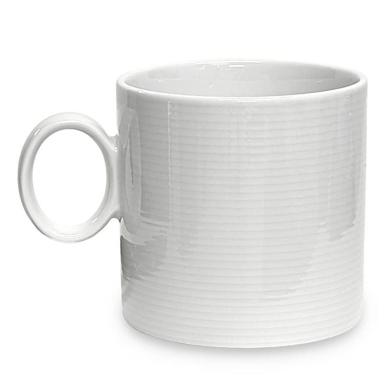 Rosenthal Thomas Loft White Mug Modern Coffee Cup Made of Porcelain Unique Design with Concentric Lines 10 oz