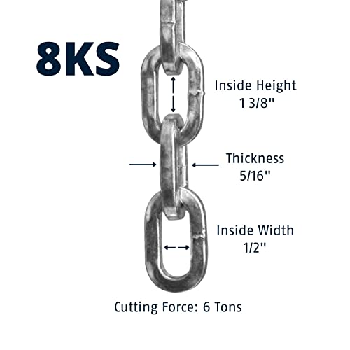 ABUS Hardened Steel 8KS 6 Foot x 5/16" Thick Square Security Chain for Bikes, Containers, Trailers, ATV's, Motorcycles and Personal/Industrial Property - Image 2