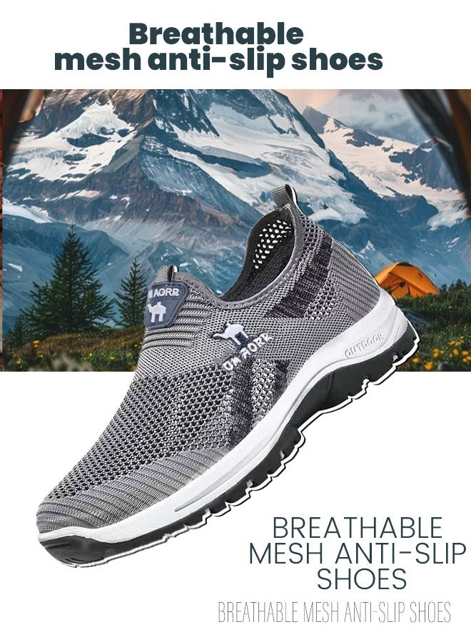 Lightweight and breathable slip-on: Large size men's anti-slip mesh walking shoes, perfect for casual strolls in the summer - Image 2