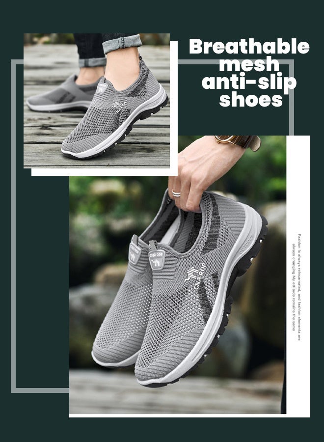 Lightweight and breathable slip-on: Large size men's anti-slip mesh walking shoes, perfect for casual strolls in the summer - Image 4