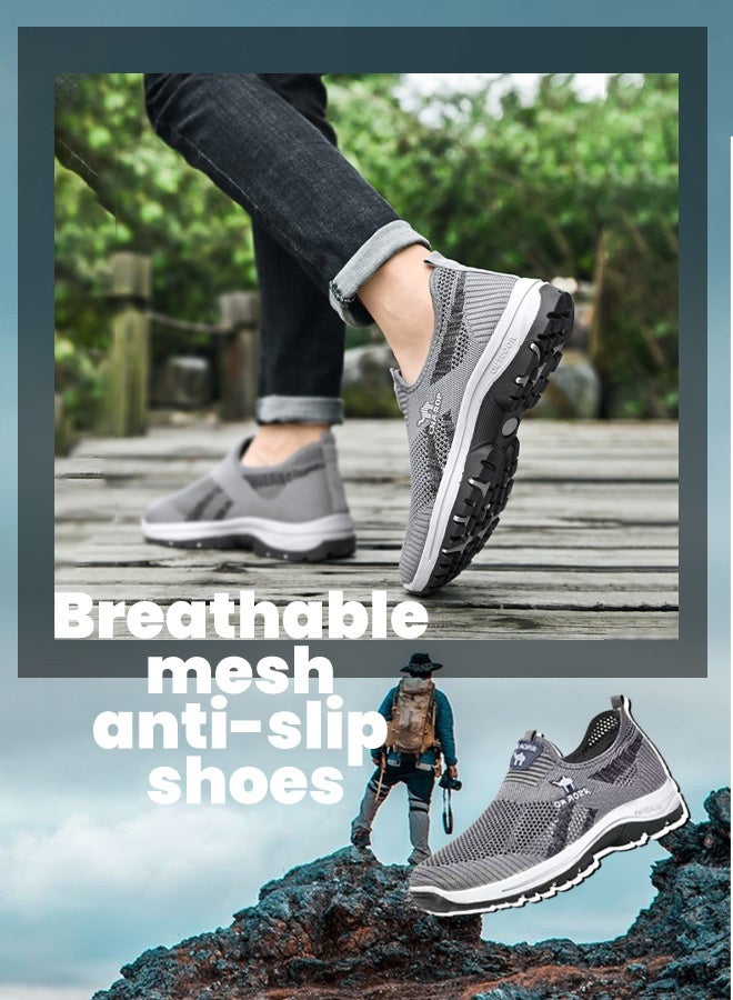 Lightweight and breathable slip-on: Large size men's anti-slip mesh walking shoes, perfect for casual strolls in the summer - Image 3
