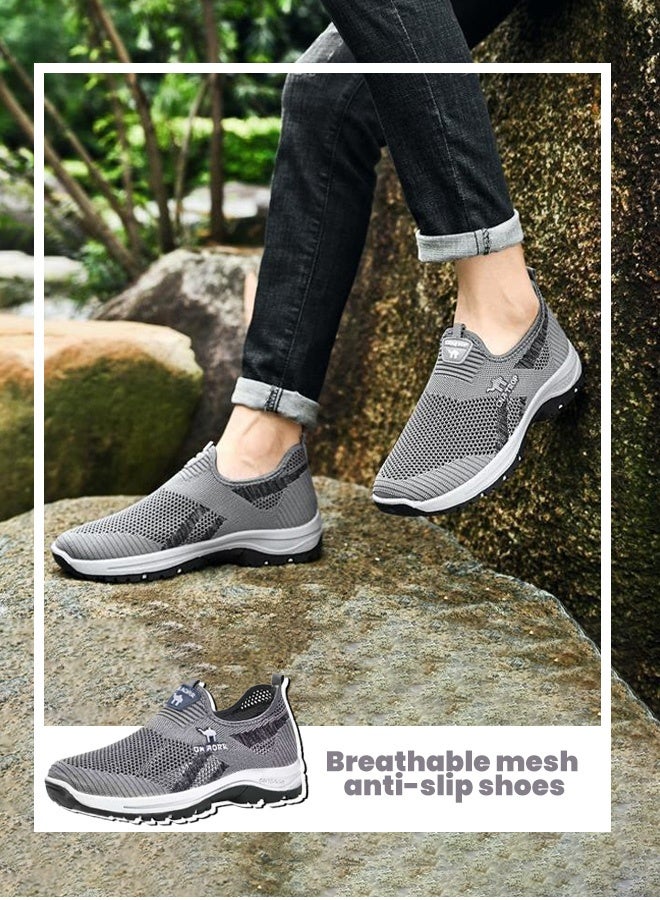 Lightweight and breathable slip-on: Large size men's anti-slip mesh walking shoes, perfect for casual strolls in the summer - Image 5