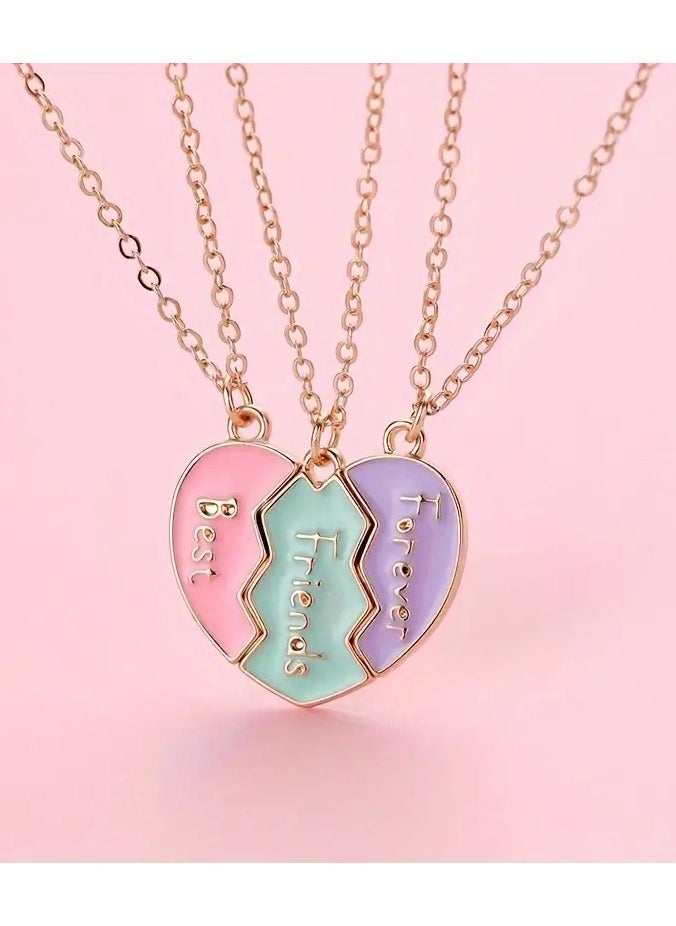 Goolsky - 3pcs Simple And Fashion Broken Heart Pendant Necklaces For Best Friends, For Birthdays, Anniversaries, And Graduation Christmas Gifts - Image 1