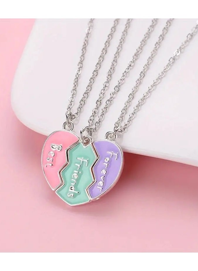 Goolsky - 3pcs Simple And Fashion Broken Heart Pendant Necklaces For Best Friends, For Birthdays, Anniversaries, And Graduation Christmas Gifts - Image 1