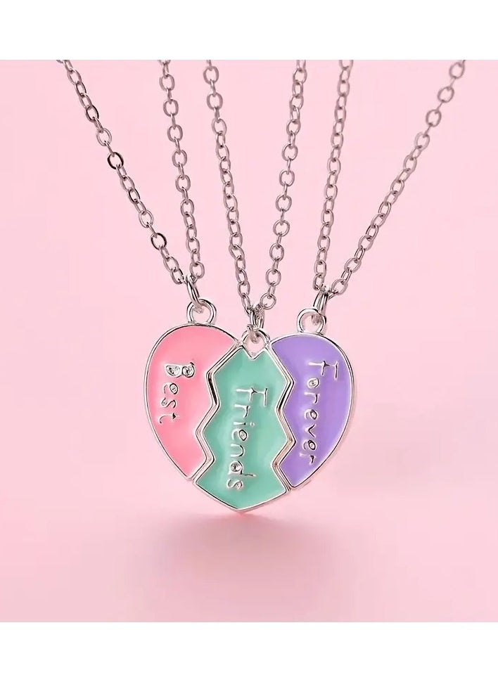 Goolsky - 3pcs Simple And Fashion Broken Heart Pendant Necklaces For Best Friends, For Birthdays, Anniversaries, And Graduation Christmas Gifts - Image 1