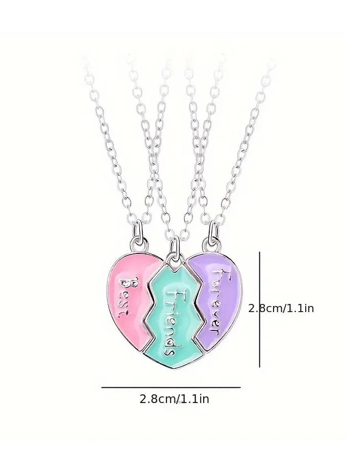 Goolsky - 3pcs Simple And Fashion Broken Heart Pendant Necklaces For Best Friends, For Birthdays, Anniversaries, And Graduation Christmas Gifts - Image 1