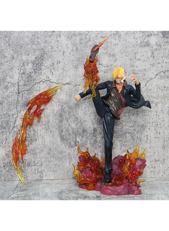 General One Piece Straw Hat Group Demon Wind Foot Sanji Character Model Desktop Decoration Model Toy Birthday Party Collection Decoration Gift for Family and Friends  - Image 2