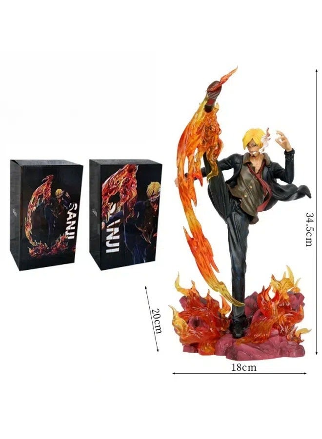 General One Piece Straw Hat Group Demon Wind Foot Sanji Character Model Desktop Decoration Model Toy Birthday Party Collection Decoration Gift for Family and Friends  - Image 3