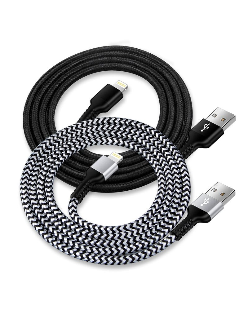 Haoano USB A to Lightning Cord, 2Pack/3Ft Nylon Braided iPhone Charger Cable, Apple Approved Fast Charging Power Wire for iPhone 14, 13 Pro Max, 13Pro, 13 Mini, 12 11 10 XR XS X 8 Plus 7 Fast Cargador Chord - Image 1
