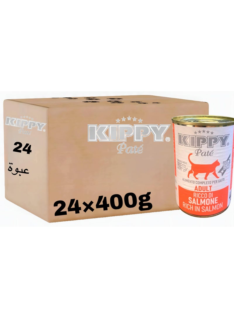 Kippy Pate Wet cat food (24 cans) - Kippy Pate  with salmon flavor - 24 × 400g - Image 1