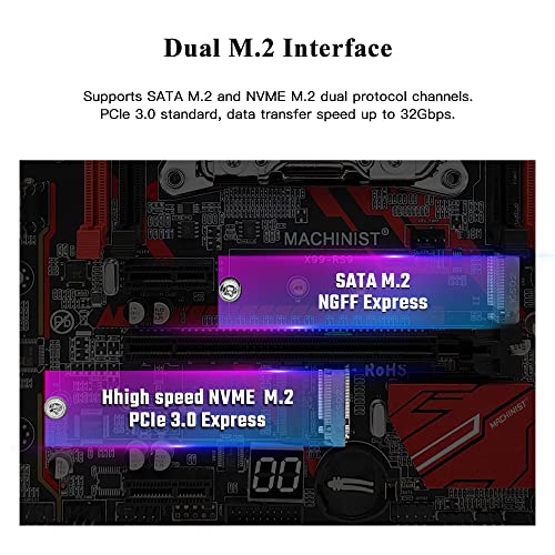 MACHINIST X99 LGA 2011-V3 Motherboard, Micro ATX Motherboard (PCIe 3.0, M.2 Slots, 4 Channel DDR4, SATA 6Gb/s) for Intel XEON E5 V3/V4, Core i7 seriers CPUs, PC Server Mainboard with Diagnostic Card - Image 2