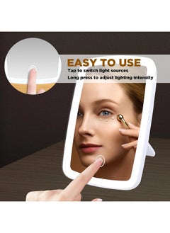 ShebSheb Lighted Makeup Mirror with Lights,Vanity Mirror with LED Brightness Adjustable Portable USB Rechargeable,Cosmetic Mirror with Touch Screen for Makeup,Travel  - Image 2