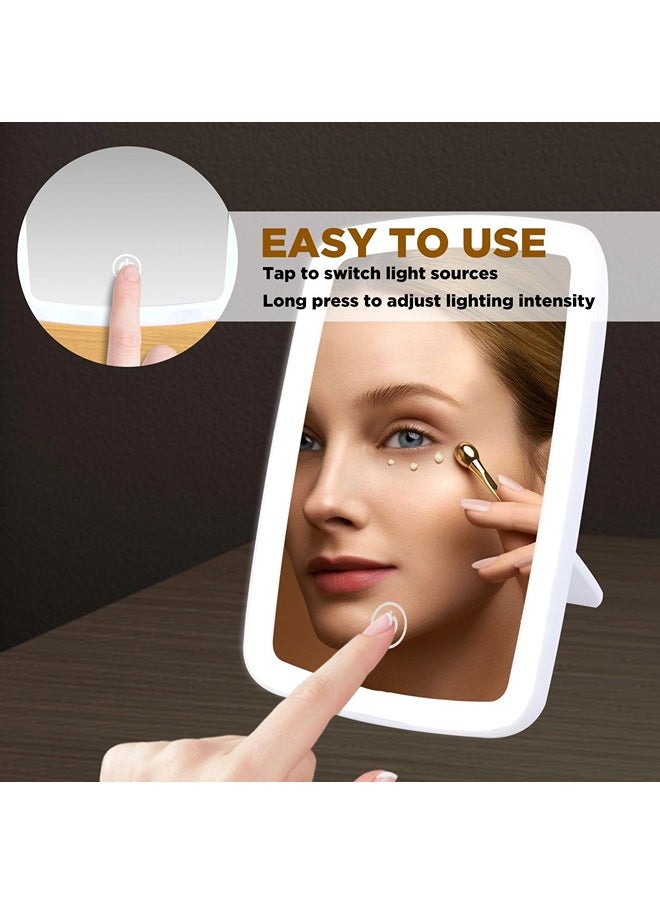ShebSheb Lighted Makeup Mirror with Lights,Vanity Mirror with LED Brightness Adjustable Portable USB Rechargeable,Cosmetic Mirror with Touch Screen for Makeup,Travel  - Image 2