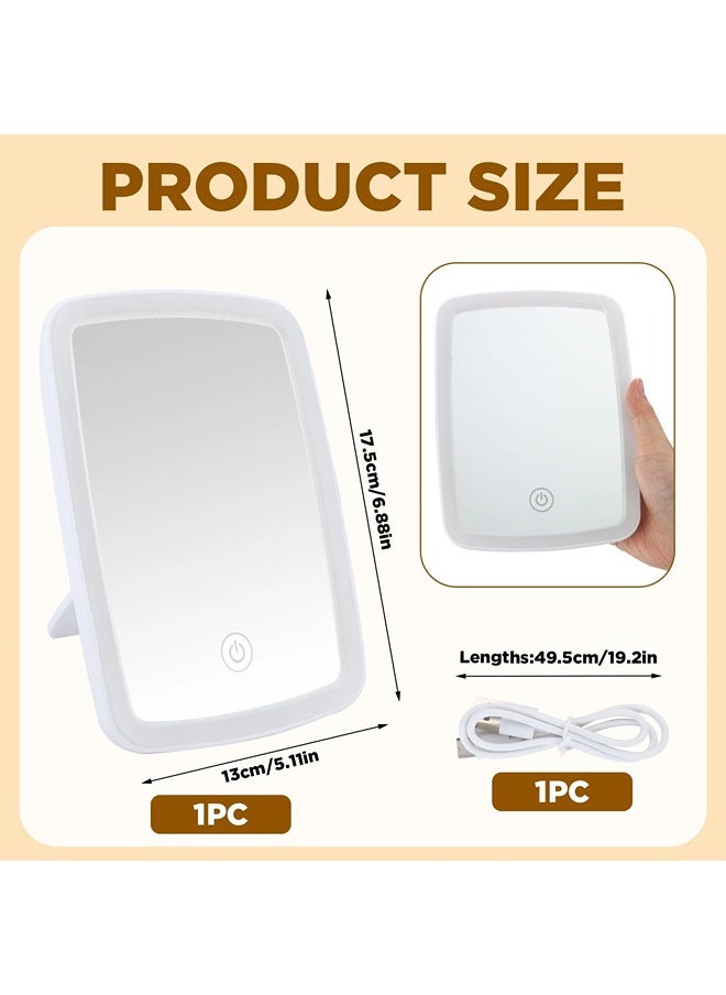Lighted Makeup Mirror with Lights,Vanity Mirror with LED Brightness Adjustable Portable USB Rechargeable,Cosmetic Mirror with Touch Screen for Makeup,Travel