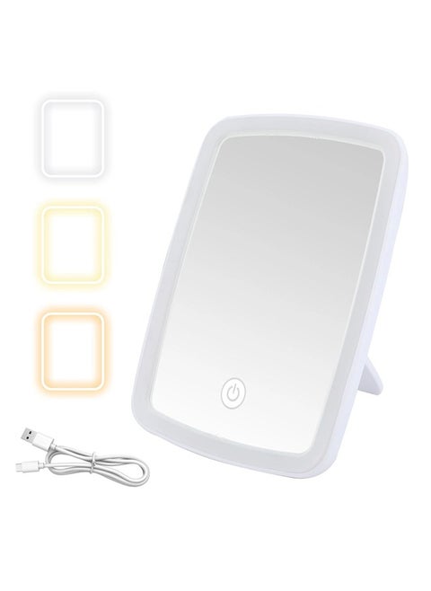 Lighted Makeup Mirror with Lights,Vanity Mirror with LED Brightness Adjustable Portable USB Rechargeable,Cosmetic Mirror with Touch Screen for Makeup,Travel