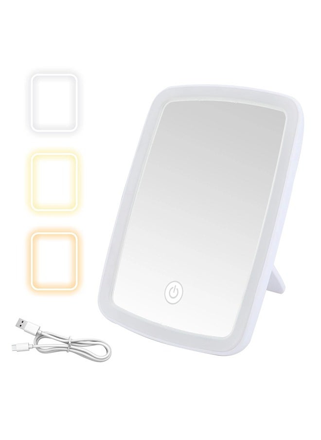 ShebSheb Lighted Makeup Mirror with Lights,Vanity Mirror with LED Brightness Adjustable Portable USB Rechargeable,Cosmetic Mirror with Touch Screen for Makeup,Travel  - Image 1