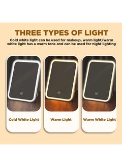 ShebSheb Lighted Makeup Mirror with Lights,Vanity Mirror with LED Brightness Adjustable Portable USB Rechargeable,Cosmetic Mirror with Touch Screen for Makeup,Travel  - Image 3