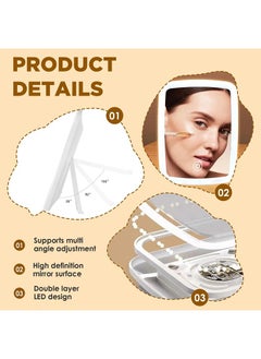 ShebSheb Lighted Makeup Mirror with Lights,Vanity Mirror with LED Brightness Adjustable Portable USB Rechargeable,Cosmetic Mirror with Touch Screen for Makeup,Travel  - Image 4