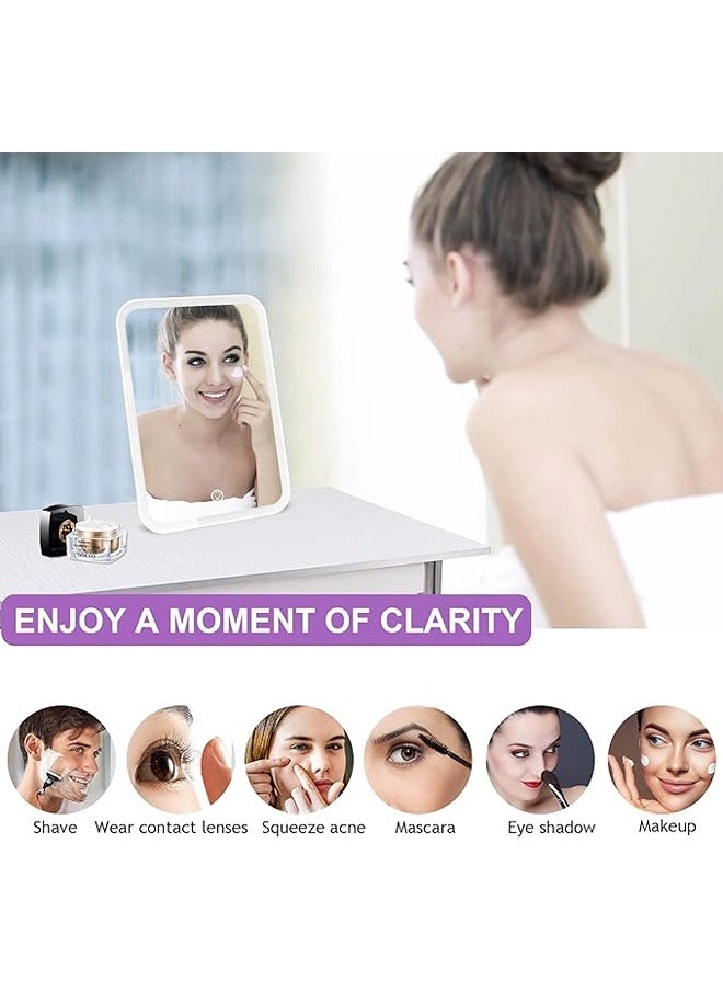 Lighted Makeup Mirror with Lights,Vanity Mirror with LED Brightness Adjustable Portable USB Rechargeable,Cosmetic Mirror with Touch Screen for Makeup,Travel