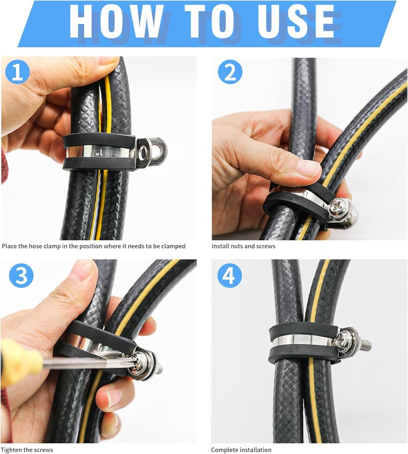 PEROMI 24PCS 3/4" Double Cable Clamps with updated Riveted Reinforce, 304 Stainless Steel Rubber Cushioned Insulated Loop & Pipe Clamps - Image 4