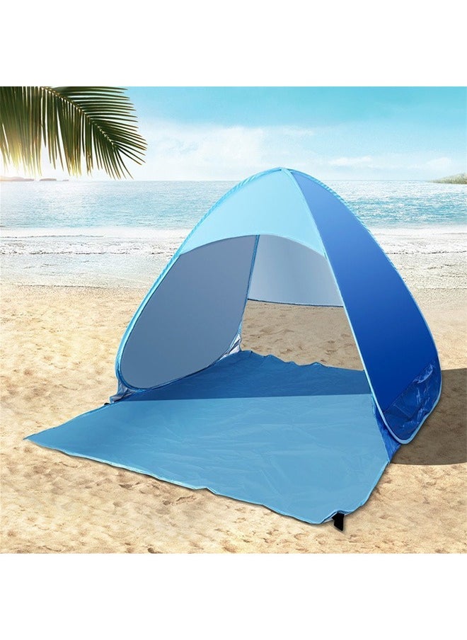 Generic 2-person portable outdoor beach tent, automatic pop-up anti-ultraviolet beach tent, blue  - Image 2