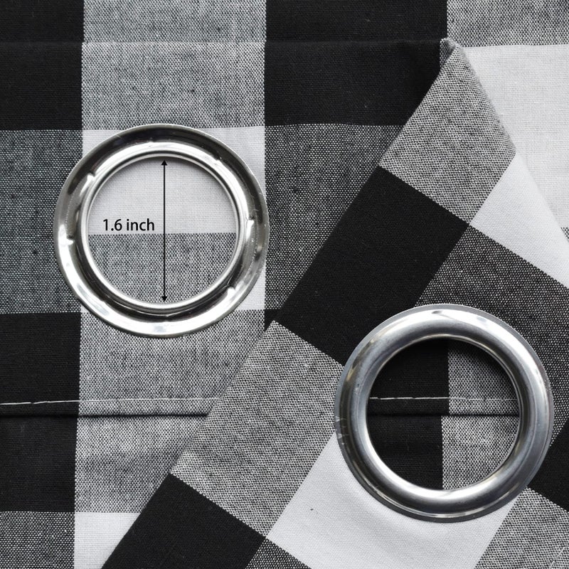 Natus Weaver Valance 18 inch Buffalo Cartain Valance Gingham plaid Window Window Cast Ratcher Strupes Grommet Top Window Treatment 2 لوحين بالأبيض والأسود - Image 2