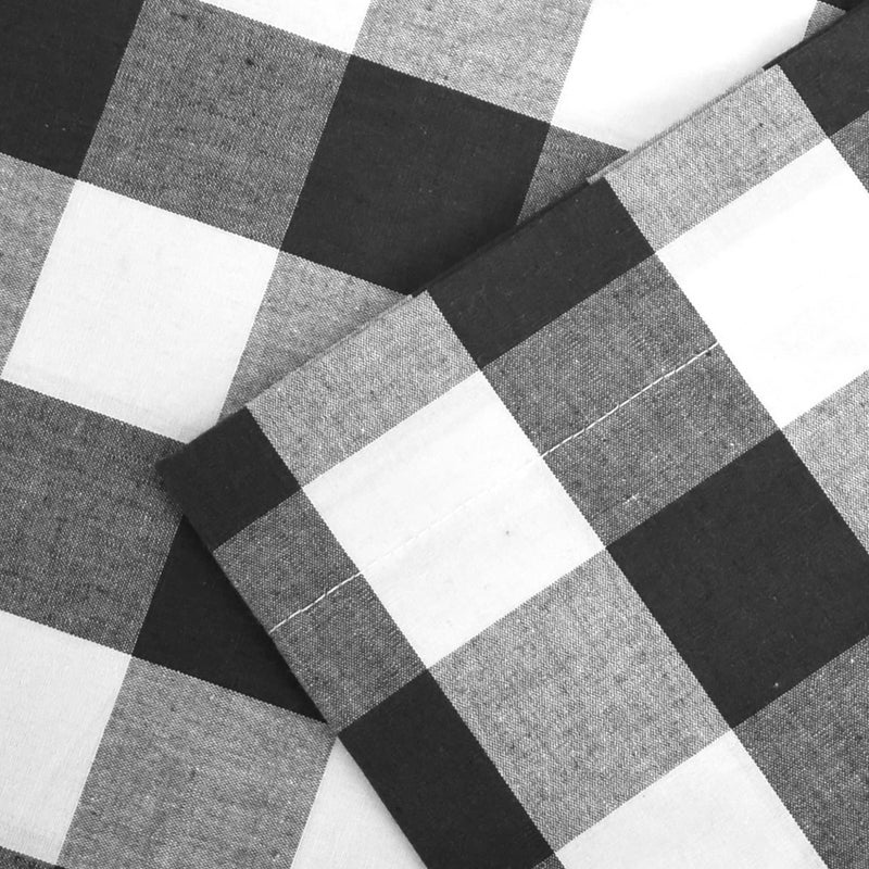 Natus Weaver Valance 18 inch Buffalo Cartain Valance Gingham plaid Window Window Cast Ratcher Strupes Grommet Top Window Treatment 2 لوحين بالأبيض والأسود - Image 3