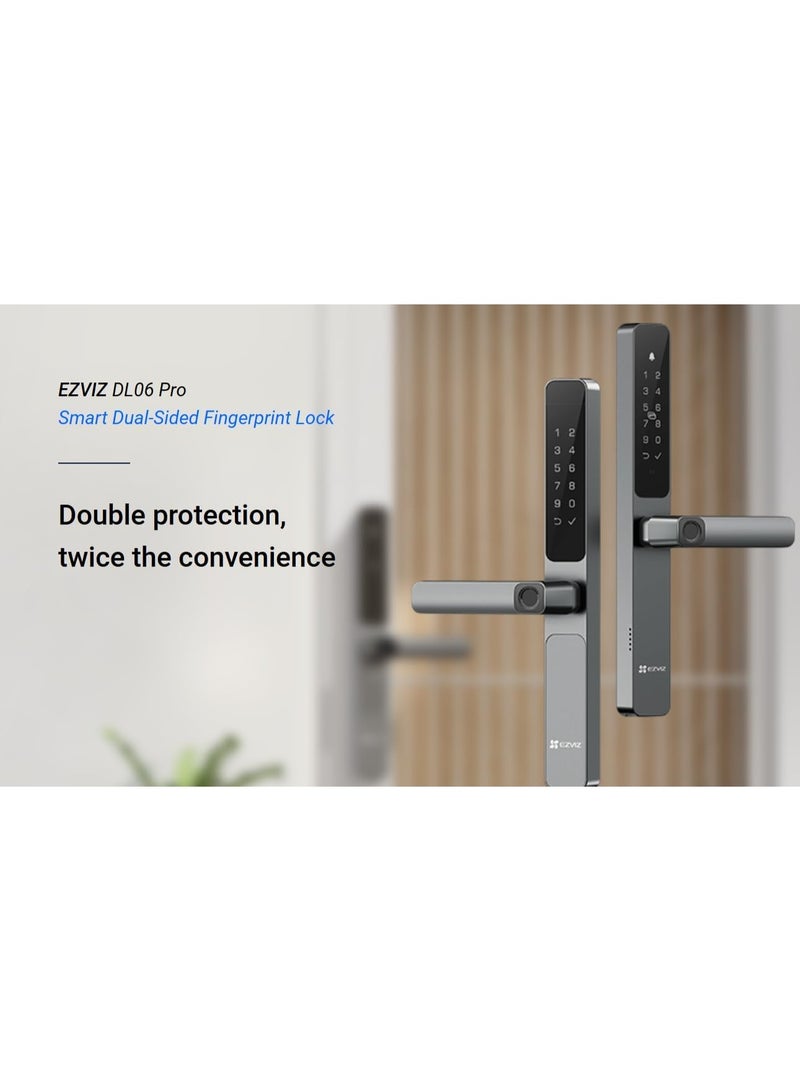 EZVIZ قفل باب ذكي بالبصمة DL06 Pro، رمادي معدني، وصول بيومتري مزدوج الجوانب، سبيكة الألمنيوم، دخول بدون مفتاح - Image 2
