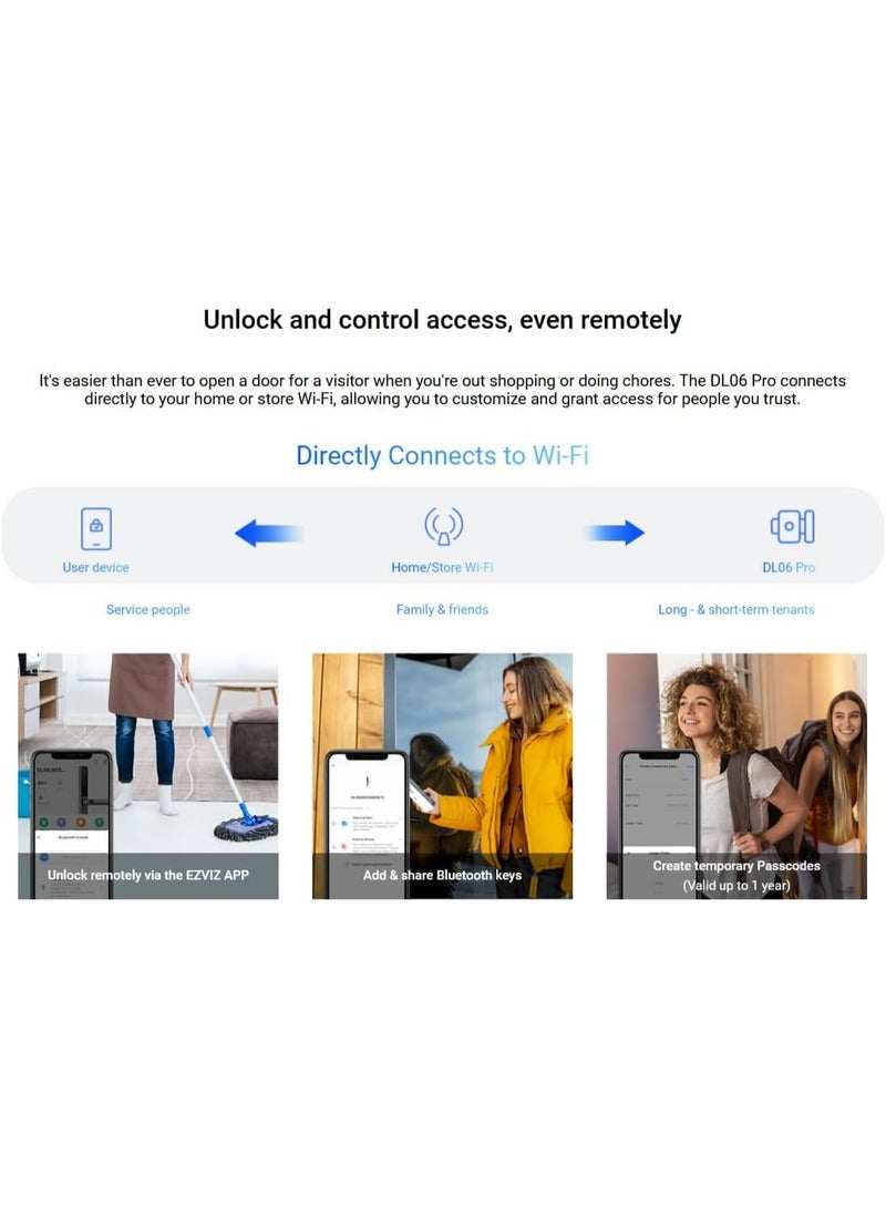 EZVIZ قفل باب ذكي بالبصمة DL06 Pro، رمادي معدني، وصول بيومتري مزدوج الجوانب، سبيكة الألمنيوم، دخول بدون مفتاح - Image 4
