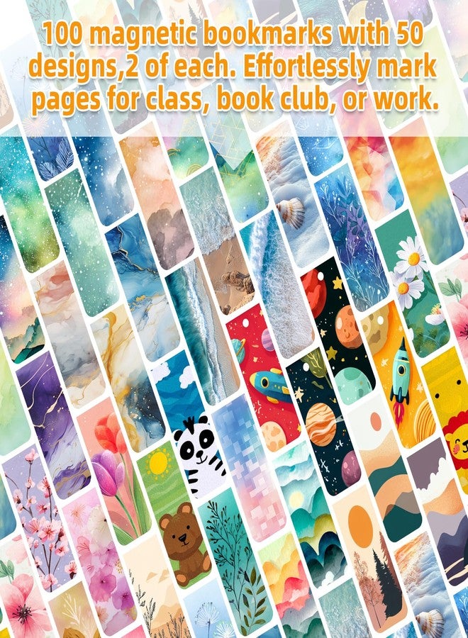 TOEMUR 100 Pcs Magnetic Bookmarks Bulk, Cute Magnet Bookmark Page Clips - Magnetic Book Marks for Reading, Book Lovers, Teacher, Students, Women, Men - Party Favors, Teacher Gift, Bookmark Gift (Unique) - Image 3