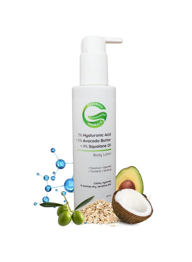 Greenviv 3% Hyaluronic Acid + 5% Avocado Butter + 4% Squalane Oil Hydro Restore & Calm Body Lotion | Deep Nourishment & Barrier Support for Dry, Sensitive & Eczema-Prone Skin | 200ml - Image 1
