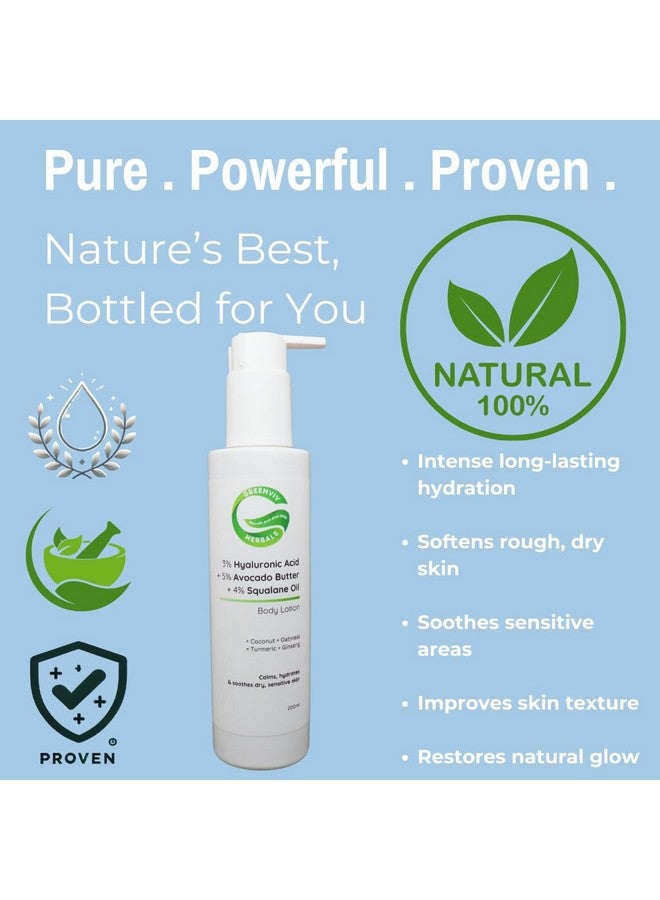 Greenviv 3% Hyaluronic Acid + 5% Avocado Butter + 4% Squalane Oil Hydro Restore & Calm Body Lotion | Deep Nourishment & Barrier Support for Dry, Sensitive & Eczema-Prone Skin | 200ml - Image 2