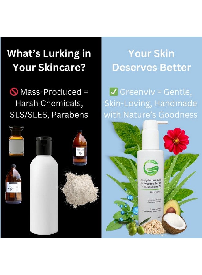 Greenviv 3% Hyaluronic Acid + 5% Avocado Butter + 4% Squalane Oil Hydro Restore & Calm Body Lotion | Deep Nourishment & Barrier Support for Dry, Sensitive & Eczema-Prone Skin | 200ml - Image 3