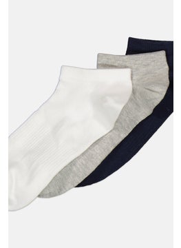Algspar Men 3 Pairs Plain Ankle Socks, White  - Image 2