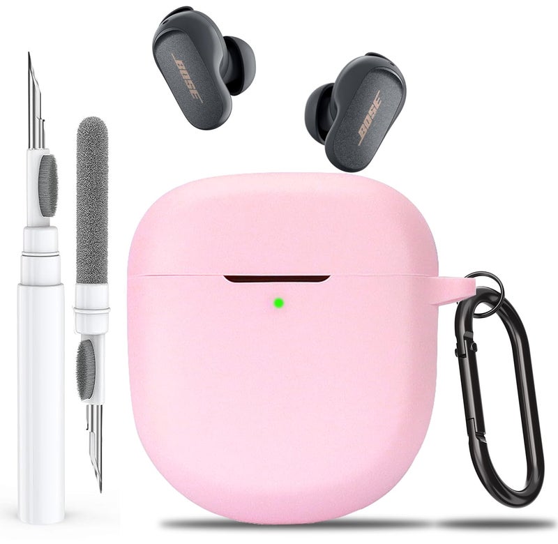 Olytop for New Bose QuietComfort Ultra (2023) & Earbuds II (2022) Case Cover, Soft Silicone Protective Shell Skin with Keychain Men Women for Bose QC 2 Earbuds - Pink - Image 1
