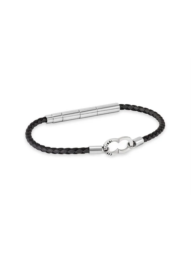 شيروتي 1881 Saverio Black Grey Leather Bracelet for Men