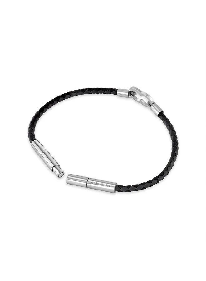 CERRUTI 1881 Saverio Black Grey Leather Bracelet for Men