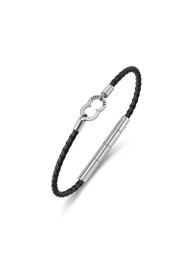 شيروتي 1881 Saverio Black Grey Leather Bracelet for Men