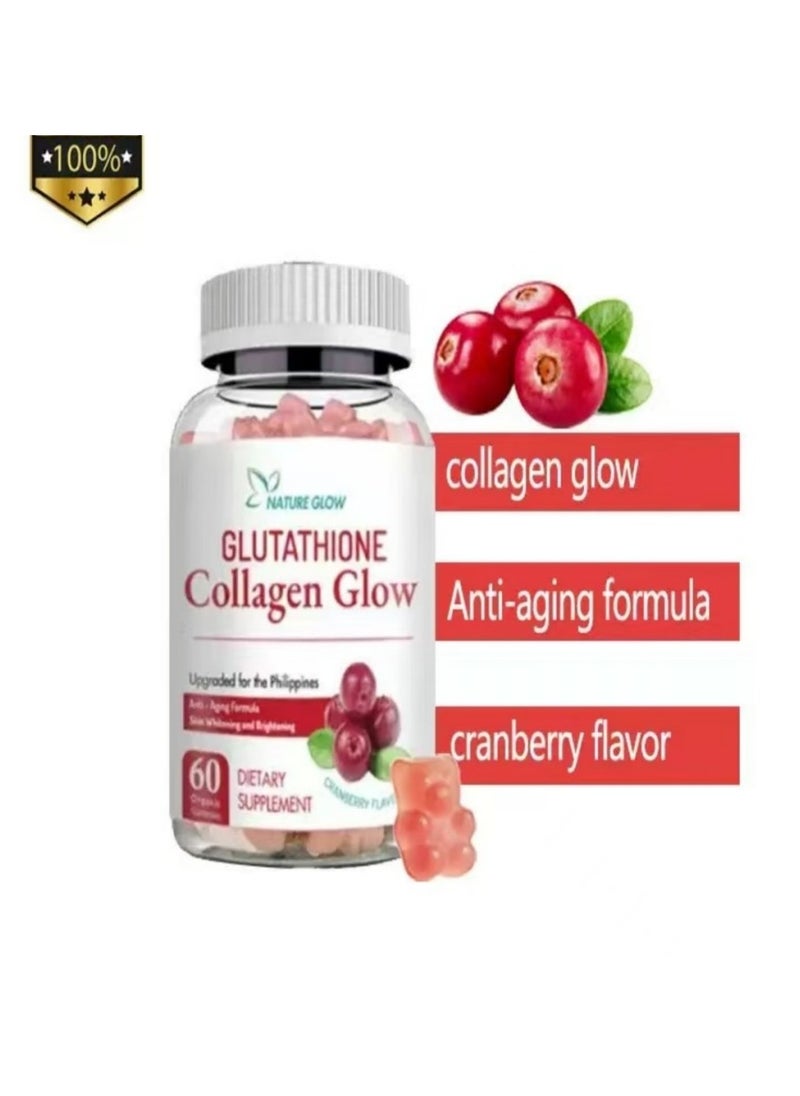 NATURE GLOW - Collagen Glow Anti Aging Skin Whitening Vitamins Cranberry flavor - Image 1