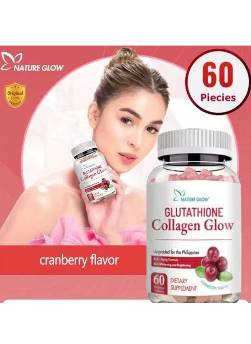 NATURE GLOW - Collagen Glow Anti Aging Skin Whitening Vitamins Cranberry flavor - Image 1